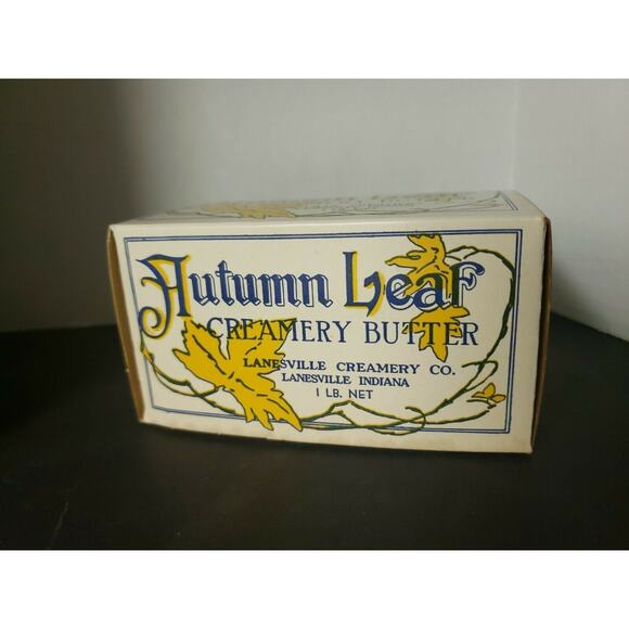 Vintage 1940's Autumn Leaf Waxed Creamery Butter Box New Old Stock - Picture 1 of 5